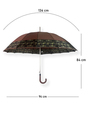 Little Surprise Box Checks Large Canopy Size Umbrella for Adults - LSB - UM - BRWN - CHECKS