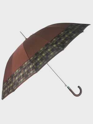 Little Surprise Box Checks Large Canopy Size Umbrella for Adults - LSB - UM - BRWN - CHECKS