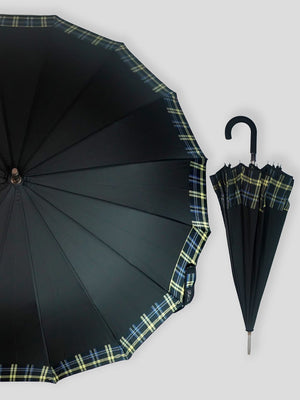 Little Surprise Box Checks Large Canopy Size Umbrella for Adults - LSB - UM - BLACK - CHECKS