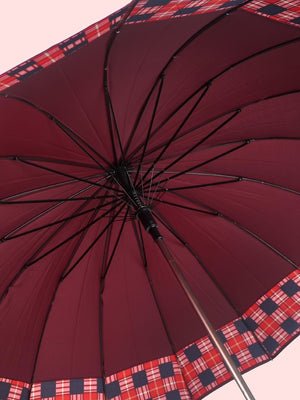 Little Surprise Box Checks Large Canopy Size Umbrella for Adults - LSB - UM - BRWN - CHECKS