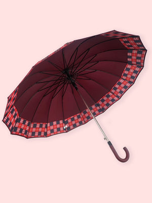 Little Surprise Box Checks Large Canopy Size Umbrella for Adults - LSB - UM - BRWN - CHECKS
