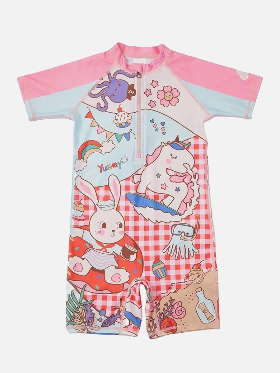 Little Surprise Box Checks Rabbit Swimwear for Kids and Toddlers WITH UPF 50+ - LSB-SW-KKCHECKSRABT110