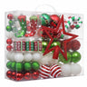 Little Surprise Box Christmas Ball Ornaments X - Mas Tree Hanging Decorations Red & Green theme Christmas Balls, 100 pcs Box Set. - LSB - CMS - 100GRNELF - BALLS