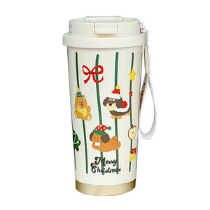 Little Surprise Box Christmas Dogs & Teddy, Christmas themed, Xmas stainless steel Coffee/Water Tumbler Bottle, 500ml with free cleaning brush - XMAS BOTTLES