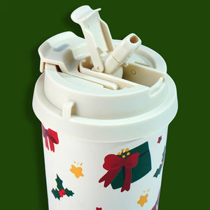 Little Surprise Box Christmas Tree & Bear Cupcake, xmas themed, stainless steel Coffee/Water Tumbler Bottle, 500ml with free cleaning brush - Xmas Bottles
