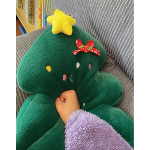 Little Surprise Box Christmas Tree shape Soft Fluffy XMAS Pillow, Sofa Throw and Bedding Décor - Throw Pillow