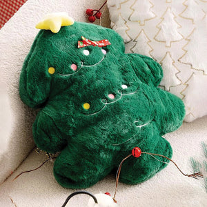 Little Surprise Box Christmas Tree shape Soft Fluffy XMAS Pillow, Sofa Throw and Bedding Décor - Throw Pillow