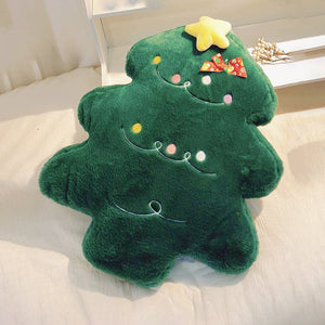 Little Surprise Box Christmas Tree shape Soft Fluffy XMAS Pillow, Sofa Throw and Bedding Décor - Throw Pillow