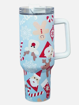 Little Surprise Box Christmas Vacum insulated stainless steel Tumbler with lid and straw, 1 litre - LSB - CMS - BLUETUMBLR - WB