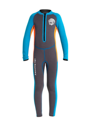 Little Surprise Box, Cobalt Grey &Orange Full Length Scuba 2.5mm Neoprene Swimwear for Teens &Adults - Kids Swimwear