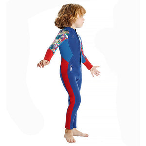 Little Surprise Box Cobalt & Red Stamp Print Full Length Kids Swimsuit - 4 - 5 Years Kids Swimwear