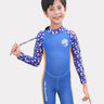 Little Surprise Box Cobalt Sleeves Orange knee Length Scuba 2.5mm Neoprene Swimwear for Kids - LSB - SW - COBPRNTSLVNEOKN - SD - 2 - 3Y