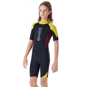 Little Surprise Box Colorblock Yellow & Black Half Sleeves Kids Swimwear - LSB-SW-CLRBL0CKYELBLCK-S