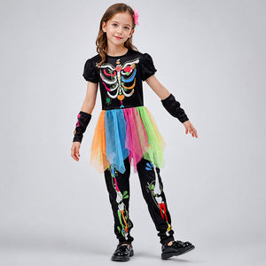 Little Surprise Box Colorful Skeleton Princess Kids Halloween Costume - 110 Halloween