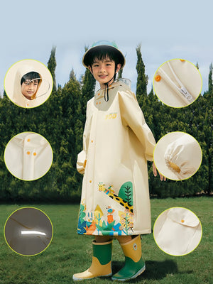 Little Surprise Box, Cream Animal Print knee length Raincoat for Kids & Teens - LSB - RC - CRM - ANIMLPRNT - L