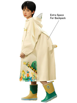 Little Surprise Box, Cream Animal Print knee length Raincoat for Kids & Teens - LSB - RC - CRM - ANIMLPRNT - L