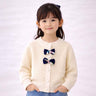 Little Surprise Box Cream & Blue Bow Knitted Warmer Cardigan, Winter Cardigan Sweater for Kids - 1 - 2 Years Kids Sweater