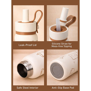 Little Surprise Box Cream Brown Cake Stainless Steel Water Bottle – 700ml - Water Bottle
