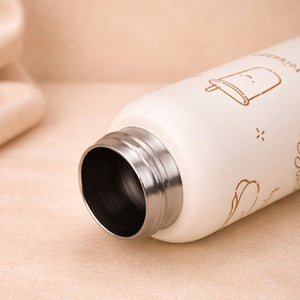 Little Surprise Box Cream Brown Cake Stainless Steel Water Bottle – 700ml - Water Bottle