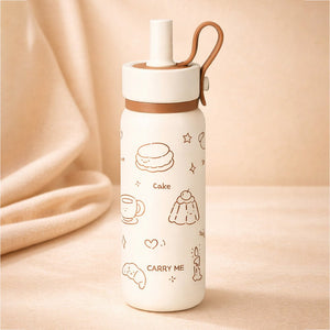 Little Surprise Box Cream Brown Cake Stainless Steel Water Bottle – 700ml - Water Bottle