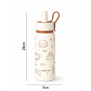 Little Surprise Box Cream Brown Cake Stainless Steel Water Bottle – 700ml - Water Bottle