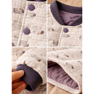 Little Surprise Box Cream Checkered Cute Dog Theme Winter Jacket for Kids - 3 - 4Y Kids Sweater
