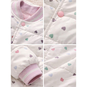Little Surprise Box Cream Colorful Mini Hearts Winter Jacket for Kids - 2 - 3 Years Kids Sweater