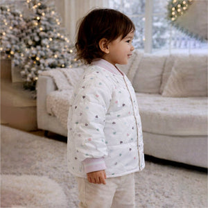 Little Surprise Box Cream Colorful Mini Hearts Winter Jacket for Kids - 2 - 3 Years Kids Sweater