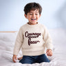 Little Surprise Box Cream Courage Above Fear Warmer Cardigan, Christmas Cardigan Winter Sweater for Kids - 4 - 5 Years Christmas Sweater