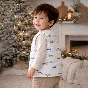 Little Surprise Box Cream Dachshund Reversible Sleeveless Winter Jacket for Kids - 2 - 3Y Kids Sweater