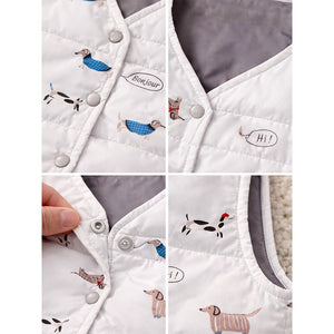 Little Surprise Box Cream Dachshund Reversible Sleeveless Winter Jacket for Kids - 2 - 3Y Kids Sweater