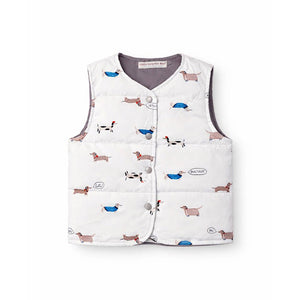 Little Surprise Box Cream Dachshund Reversible Sleeveless Winter Jacket for Kids - 2 - 3Y Kids Sweater