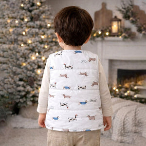 Little Surprise Box Cream Dachshund Reversible Sleeveless Winter Jacket for Kids - 2 - 3Y Kids Sweater