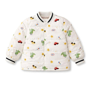 Little Surprise Box Cream Dino & Cars Winter Jacket for Kids - 2 - 3 Years Kids Sweater