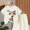 Little Surprise Box, Cream Doggy Paw 2pcs Shorts set for Toddlers and Kids - LSB - 2PCS - CRMDOGPAWSHORTS - 2 - 3Y