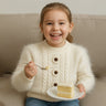 Little Surprise Box Cream Furry 3 flower Kintted Cardigan, sweatshirt for kids - 2 - 3 Years Christmas Sweater
