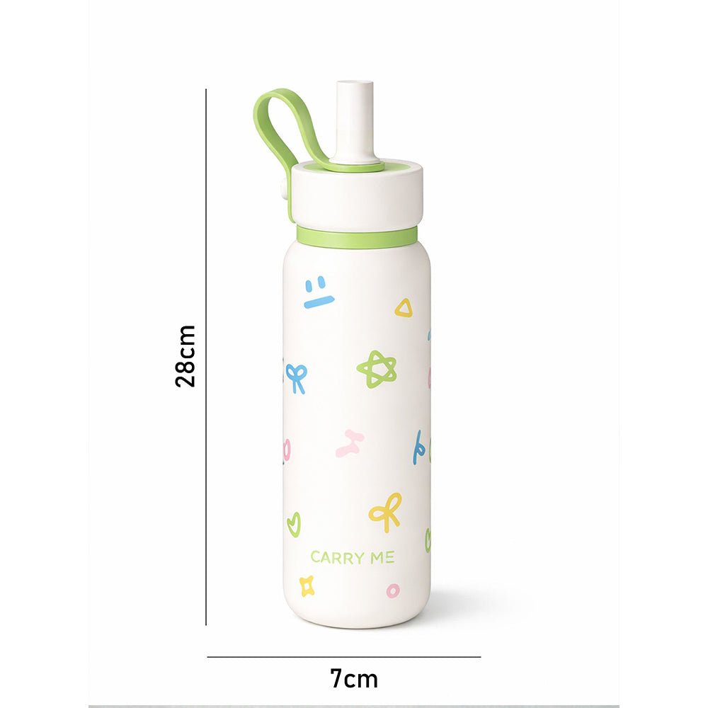 Little Surprise Box Cream Green Bow & Star Water Bottle, 700ml - Water Bottle