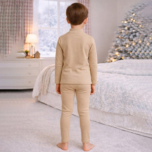 Little Surprise Box Cream Kelly Crew Neck Upper & Lower Body Thermal Winter Warmers For Kids - Set Of 2 Pcs - 2 - 3 Years Kids Thermal Wear