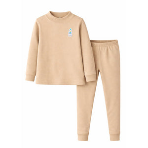 Little Surprise Box Cream Kelly Crew Neck Upper & Lower Body Thermal Winter Warmers For Kids - Set Of 2 Pcs - 2 - 3 Years Kids Thermal Wear
