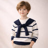 Little Surprise Box Cream & Navy Stripes Cardigan with Muffler, Winter Cardigan Sweater for Kids - 4 - 5 Years Kids Sweater