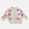Little Surprise Box Cream Pearl Hearts Warmer cardigan Sweater for Kids - LSB - CARDI - CRMPEARLHEART - 2 - 3Y