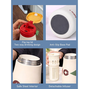 Little Surprise Box Cream & Red Moo Insulated Thermos Bottle – 600ml - Water Bottle