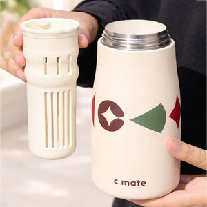 Little Surprise Box Cream & Red Moo Insulated Thermos Bottle – 600ml - Water Bottle