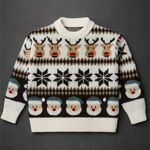 Little Surprise Box Cream Santa & Reindeer Winter, Christmas Cardigan Sweater for Kids - 2 - 3 Years Christmas Sweater