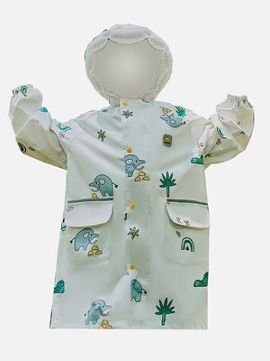 Little Surprise Box Cream Self Print Woodland Elle Raincoat for Kids - Kids Rainwear