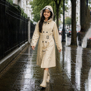 Little Surprise Box Cream Trench Raincoat | The Mom Store - L Kids Raincoat