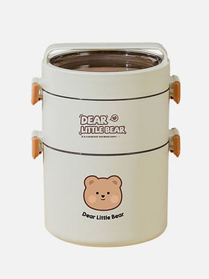 Little Surprise Box Cream Vertical dual Layered Stainless Steel Lunch Box with insulated Cover - Baby Food & Storage