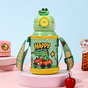 Little Surprise Box Crocodile 3D Lid Stainless Steel Kids Bottle, 550 ml - Water Bottle