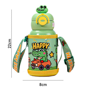 Little Surprise Box Crocodile 3D Lid Stainless Steel Kids Bottle, 550 ml - Water Bottle