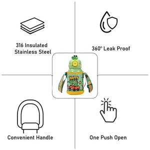 Little Surprise Box Crocodile 3D Lid Stainless Steel Kids Bottle, 550 ml - Water Bottle